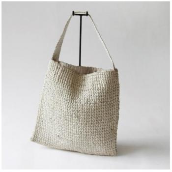 LEATHER&ABACA バッグ フィッシュテール WH おしゃれ ナチュラル 幅38