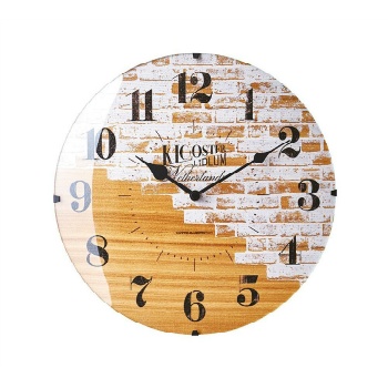 電波掛け時計 レンガ柄 ガラス オシャレ 自動時刻調節 インテリア