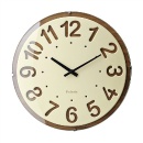 電波掛け時計 かわいい 切り抜き文字 スイーツ風 木 ガラス プラスチック ブラウン