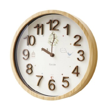 電波掛け時計 かわいい 子供部屋 木 枝 小鳥 鳥かご