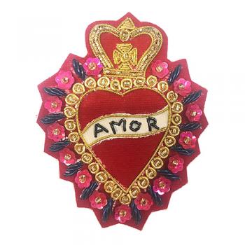 刺繍ブローチ ハート ファッション アクセサリー 飾り おしゃれ 高さ8 通販