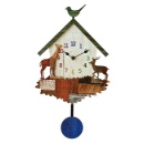 振り子時計 家 小屋 キリン 鳥 シカ ミックスカラー