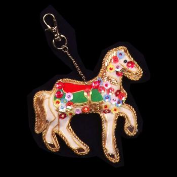 刺繍キーホルダー 白馬 ホース 動物 アクセサリー 飾り おしゃれ 高さ9 通販