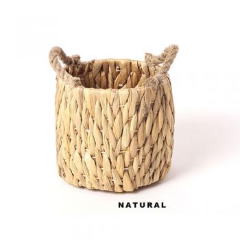 持ち手つきバスケット ナチュラル ショート かご 収納 小物入れ 高さ17 通販