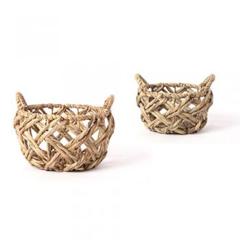 持ち手つきバスケットセット ラウンド型 かご 収納 小物入れ 高さ18 通販