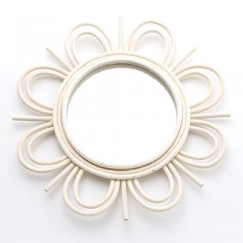壁掛け鏡 フラワー風ミラー ホワイト 白 インテリア 丸型 直径40 通販