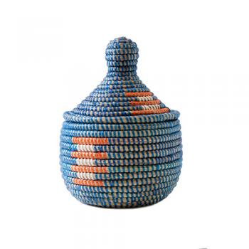 ふた付きバスケット ブルー ナチュラル かご 収納 小物入れ 高さ20 通販