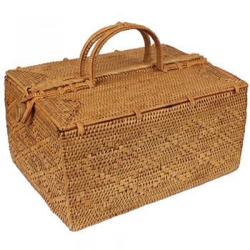 ピクニックバスケット L スクエア型 かご 収納 持ち手つき 高さ15 通販