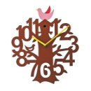 振り子時計 鳥 ハウス ツリー 木 切り抜き数字 ブラウン
