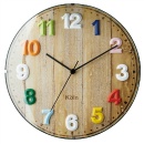 電波掛け時計 モダン アンティーク シック 木目調  カラフル ミックスカラー