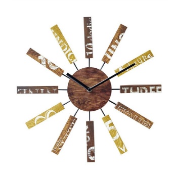 掛け時計 個性的 花 太陽 スチール 木 ブラウン