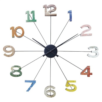 掛け時計 おしゃれ インテリア カラフル数字 EVA スチール