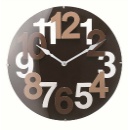 掛け時計 曲面ガラス 大きい数字 立体文字 モダン ブラウン