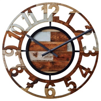 掛け時計 切り抜き 静音 おしゃれ アンティーク インテリア ユーズド感 ミックスカラー