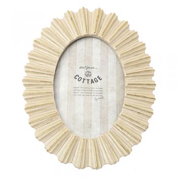 楕円フォトフレーム アイボリー クラシック 壁掛け 写真立て 高さ22 通販