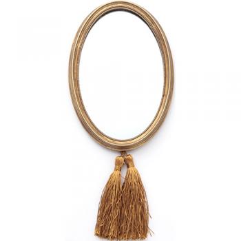 タッセル付き壁面ミラー 鏡 ゴールド 楕円形 インテリア 高さ16 通販