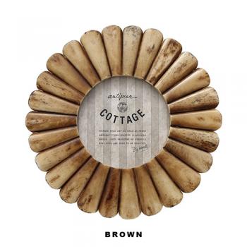 フラワー風フォトフレーム ブラウン 花 インテリア 壁面 直径19 通販