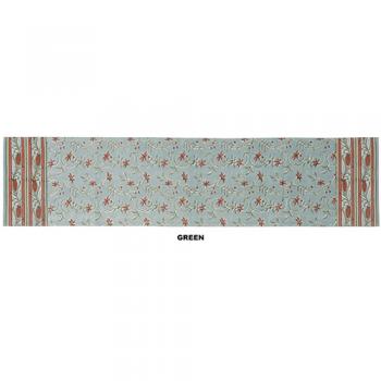 フラワープリントテーブルランナー グリーン 花 机 食卓 雑貨 幅140 通販