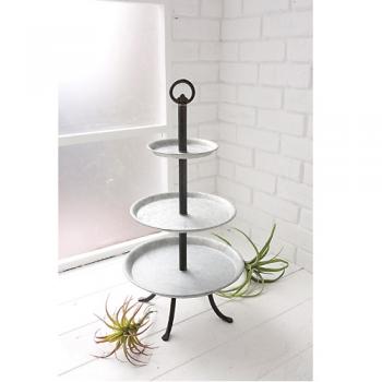 スリーティアスチールプレート シャビー シルバー 小物入れ ディスプレイ スチール 3段