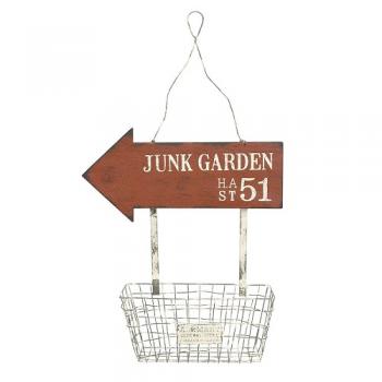 アローサインポケット プランタースタンド サインプレート ブラウン ヴィンテージ調 バスケット