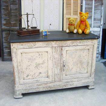 キャビネット アンティーク調 おしゃれ 木製 フランス アイボリー ブラック カウンター 幅140