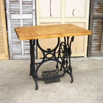 ミシン脚のテーブルC アンティーク調 おしゃれ 木製 ナチュラル ハンガリー アイアン 幅90