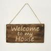サインプレートWelcome to my house 木製 カントリー調 シャビー ブラウン