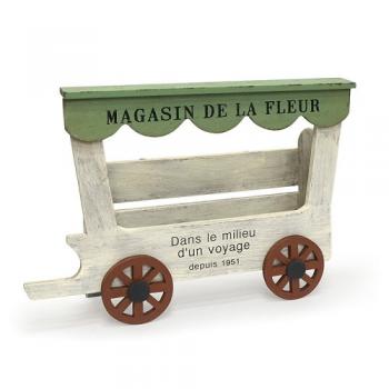 ワゴンフレームプランター ホワイト 木製 オブジェ かわいい ガーデン雑貨 グリーン