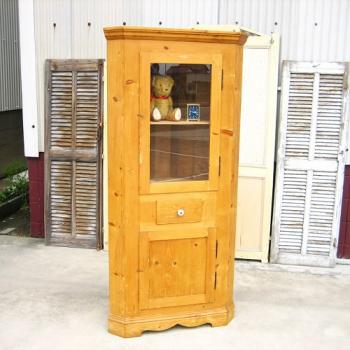 コーナーキャビネット アンティーク調 おしゃれ 木製 ナチュラル ハンガリー ブラウン 高さ176