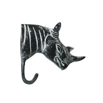 フック 小物 鍵 キー ウォールフック ハンガー 動物 サイ 高さ10 ブラック