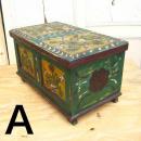 ルーマニアの木箱A イエロー アンティーク調 おしゃれ ハンガリー 収納ボックス 幅53.3