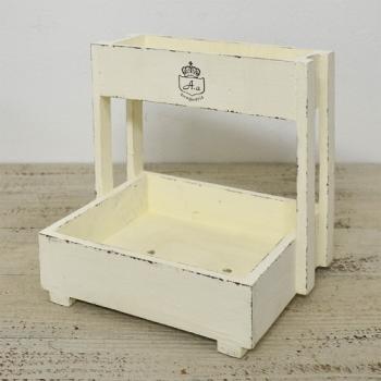 ステップボックス ホワイト 木製 カントリー調 収納ボックス プランタースタンド ナチュラル