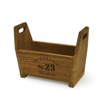 ハンドルボックス ブラウン 木製 プランター かわいい ガーデン雑貨 ケース ディスプレイ