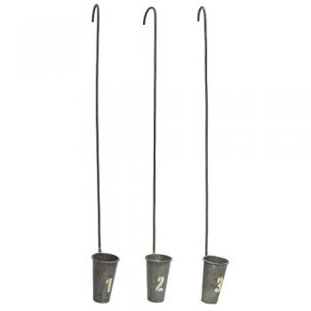 ティンハンギングポット 3個セット ブリキ グレー フラワーポット アンティーク調 おしゃれ