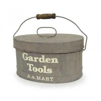 メタル缶 S ツールボックス グレー スチール アンティーク調 無骨 収納ボックス 木製