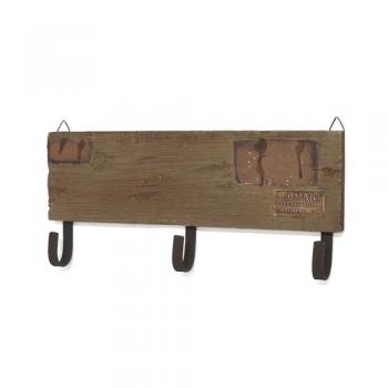 3フックプレート 木製 スチール ブラウン アンティーク調 ハンガー ウォールデコ 収納 おしゃれ