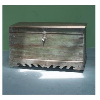 ウッドボックス トランク型 アンティーク家具 おしゃれ 木製 北欧 収納ボックス グリーン 幅106