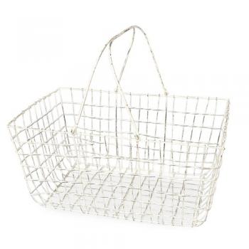 ワイヤーバスケット ホワイト アイアン 素朴 シンプル プランター 小物入れ かご 収納