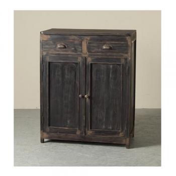 キャビネット オールドウッド アンティーク家具 木製 棚 BLACK 重厚感 高さ100