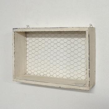 スクエアウォールシェルフ プランタースタンド ホワイト ディスプレイ 棚 ラック ワイヤー メッシュ