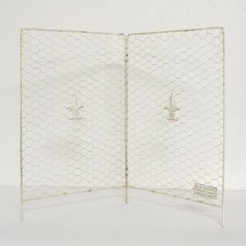 ワイヤーフェンス 2つ折 ホワイト フレンチ シャビー エレガント トレリス エクステリア ガーデン