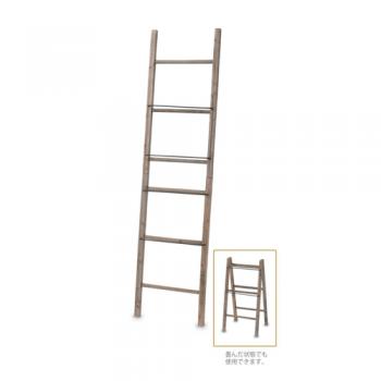 ラダーL 茶 ブラウン 木製 フレンチ アンティーク調 おしゃれ ディスプレイ ラック シェルフ