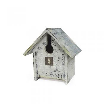 シャビーバードハウス D 木製 巣箱 かわいい ガーデン雑貨 ホワイト ナチュラル ディスプレイ