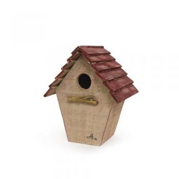 シャビーバードハウス E 木製 巣箱 かわいい ガーデン雑貨 レッド ナチュラル ディスプレイ