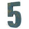 ナンバー5 L 木製 ブルー ガーデン雑貨 オブジェ アンティーク調 かわいい おしゃれ 数字