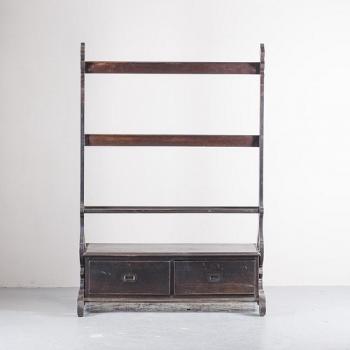 ハンガーラック 引出し アンティーク調 ブラウン ハンガースタンド ディスプレイ 高さ160