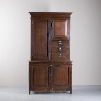 WOODキャビネット アンティーク家具 棚 木製 収納 チーク 重厚感 おしゃれ 高さ185