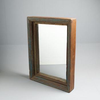 ヴィンテージフレームミラー ブラウン アンティーク調 おしゃれ 木製 シャビー 鏡 高さ61