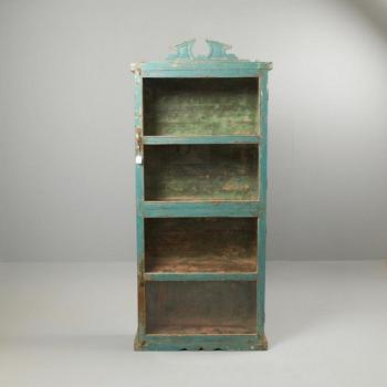 キャビネット アンティーク家具 おしゃれ 木製 シェルフ 4段 グリーン シャビー 高さ150