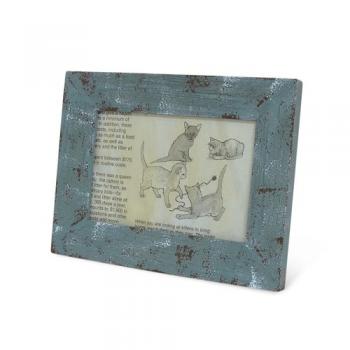 フレーム L ブルー ウォールアート 木製 かわいい アンティーク調 フォトフレーム 壁掛け